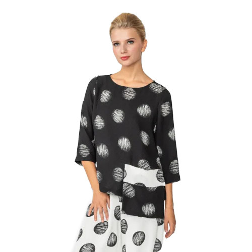 IC Collection Two-Tone Dot Pocket Shirt | Large, Black