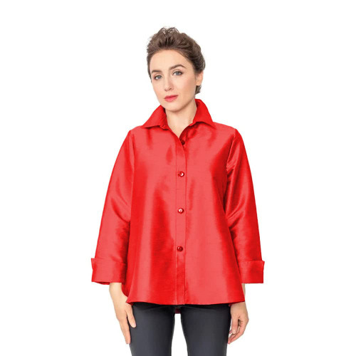 IC Collection Button Front Blouse - 4442J | Medium, Red