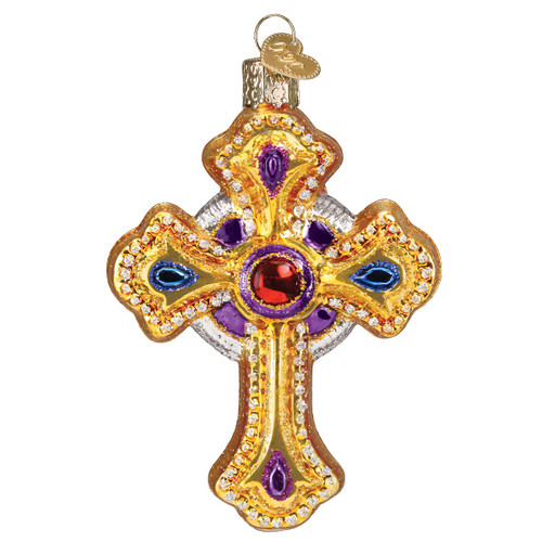 Old World Christmas Ornate Cross Glass Blown Ornament for Christmas Tree