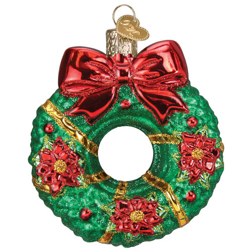 Old World Christmas Christmas Wreath Glass Blown Ornament for Christmas Tree.