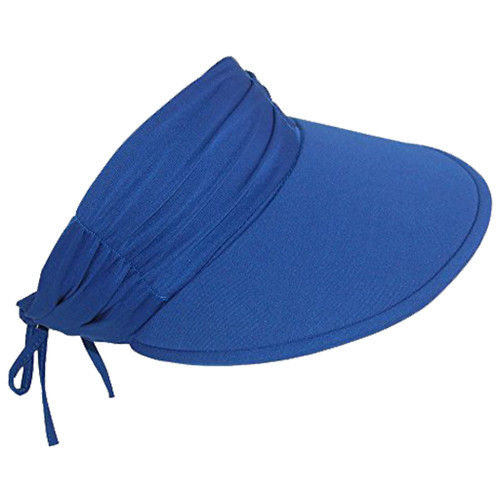 Sun Visors for Women - Visor Hats for Summer, Beach, Gardening - UV Protection, Adjustable, 4.5" Brim - Tie Adjuster | Royal Blue, Tie Back - 4.5" Brim