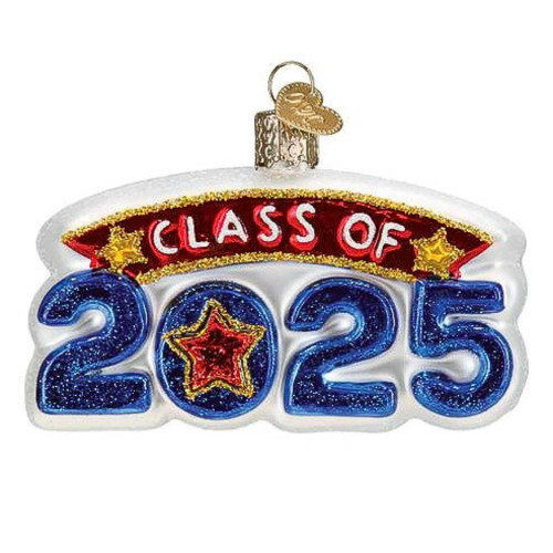 Old World Christmas Class of 2025 Glass Hanging Ornament.