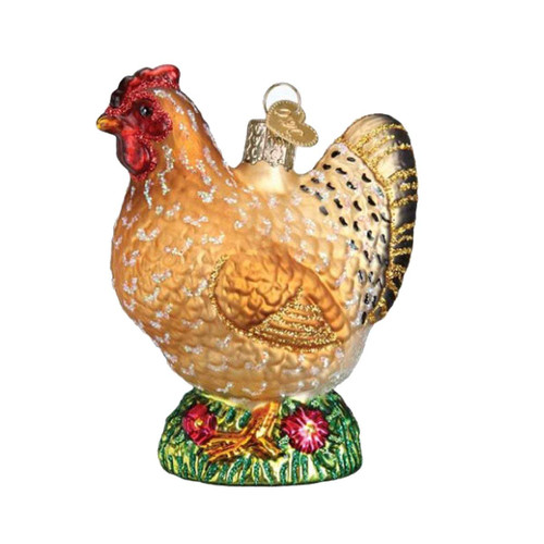 Old World Christmas Ornaments: Farm Animals Glass Blown Ornaments for Christmas Tree,Spring Chicken
