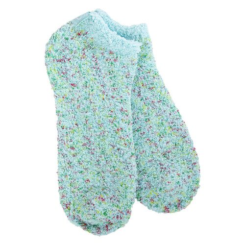 World's Softest Cozy Low Socks - Low Cut Ankle Socks for Women | One Size, Aqua Blue Confetti