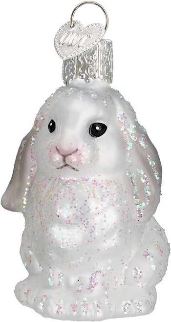 Old World Christmas Ornaments White Baby Bunny Glass Blown Ornaments for Christmas Tree.