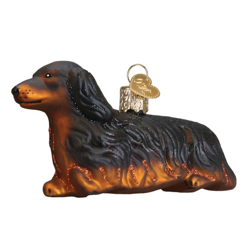Old World Christmas Glass Blown Ornament Long-Haired Dachshund - 12493