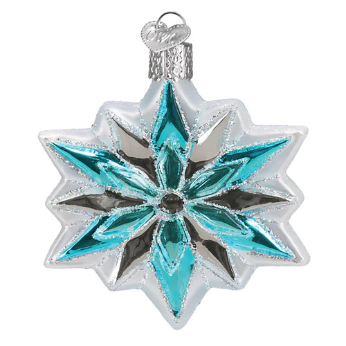 Old World Christmas Snowflake Glass Blown Ornament for Christmas Tree.