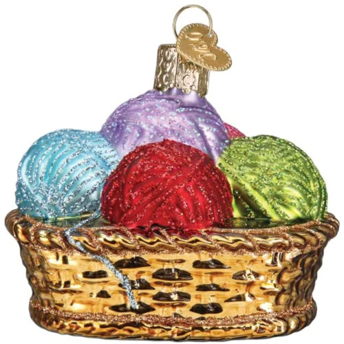 Old World Christmas Basket of Yarn Glass Blown Ornament for Christmas Tree
