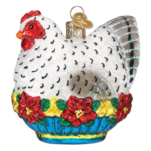 Old World Christmas French Hen Glass Blown Ornament for Christmas Tree