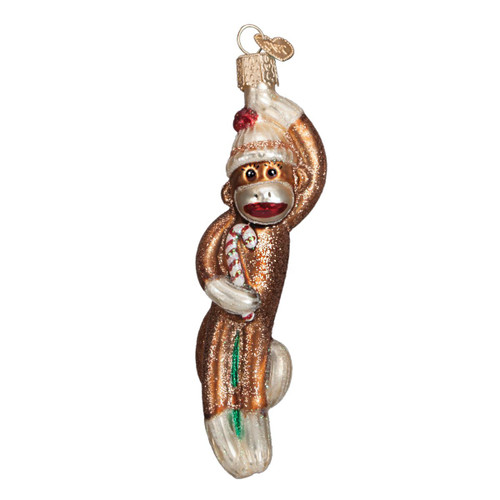 Old World Christmas Glass Blown Ornament for Christmas Tree, Sock Monkey