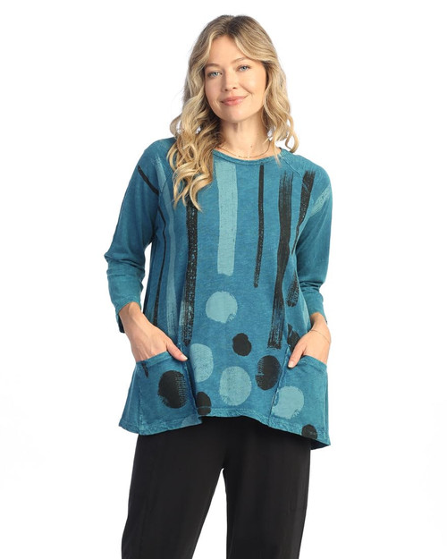 Jess & Jane Women's Coloring Mineral Washed Patch Pocket Cotton Tunic | Large, Drizzle Cypress