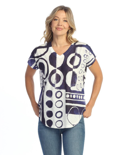 Jess & Jane Pop Art Dolman Cap Sleeve Top - 60-1512 | Large, Dottie
