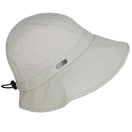 Sun 'N' Sand Packable Sun Hat Women - Cotton Summer Hat - Beach Hats for Women - Foldable Packable Hat w/ Drawstring - 3.5" (One Size, Natural)