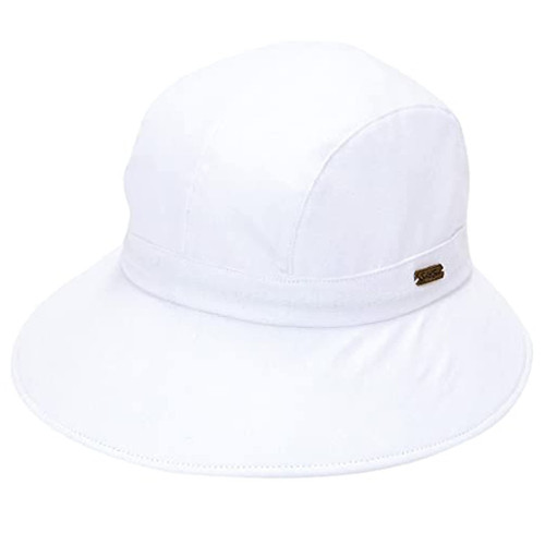 Sun 'N' Sand Packable Sun Hat Women - Cotton Summer Hat - Beach Hats for Women - Foldable Packable Hat w/ Drawstring - 3.5" | One Size, White