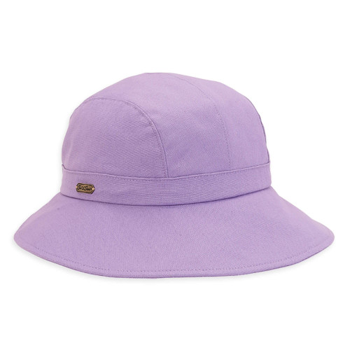 Sun 'N' Sand Packable Sun Hat Women - Cotton Summer Hat - Beach Hats for Women | Foldable Packable Hat with Drawstring - 3.5" (One Size, Lilac)
