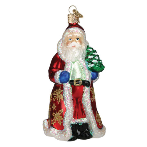 Old World Christmas Ornaments Golden Santa Glass Blown Ornaments for Christmas Tree | Glistening Golden Santa