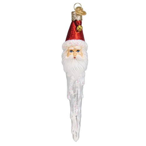 Old World Christmas Jingle Bell Santa Icicle Glass Blown Ornament for Christmas Tree