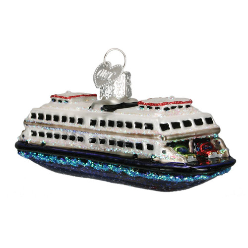 Old World Christmas Ornaments: Planes, Trains, Helicopters, Boats and Trucks Glass Blown Ornaments for Christmas Tree, Ferry