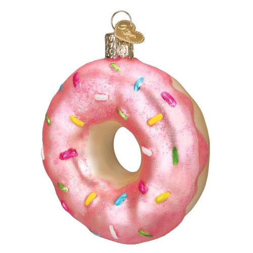 Old World Christmas Ornaments Pink Frosted Donut Glass Blown Ornaments for Christmas Tree