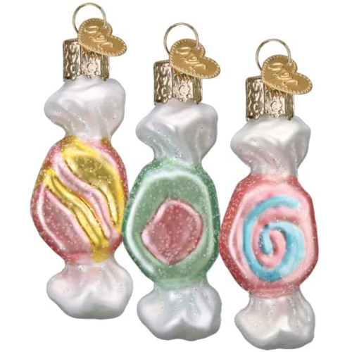 Old World Christmas Salt Water Taffy Set (3PC) Glass Blown Ornaments for Christmas Tree