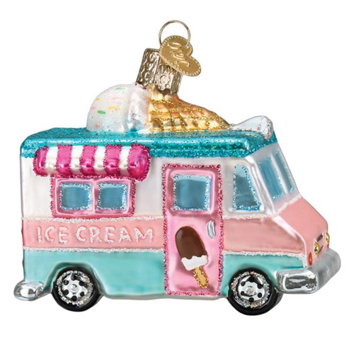 Old World Christmas Ice Cream Truck Glass Blown Ornament for Christmas Tree