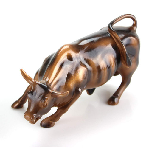 Bronze Wall Street Bull Stock Market NYC Figurine Statue .