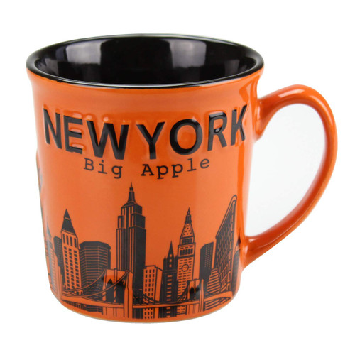 New York Big Apple City Skyline Jumbo Ceramic Mugs - 12oz (Orange)