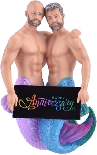 December Diamonds 55-55435 Hanging Ornament, Happy Anniversary Mermen