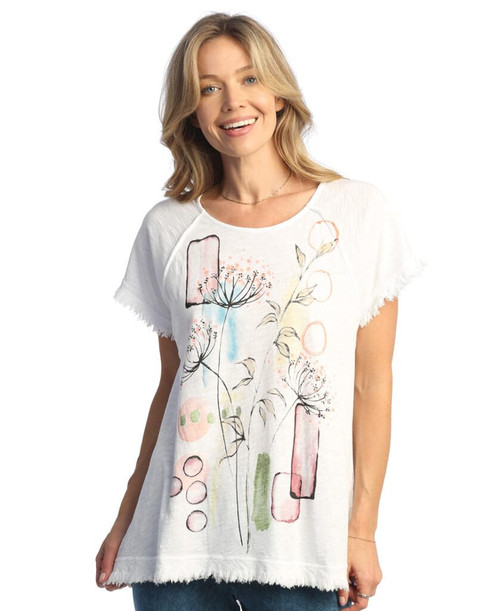 Jess & Jane Raglan Short-Sleeve Gauze Top - M115 (Provence White)