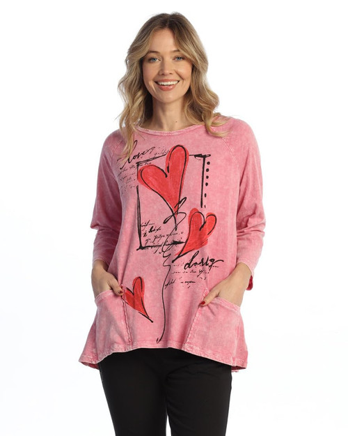 Jess & Jane Women's Coloring Mineral Washed Patch Pocket Cotton Tunic (Flirt)