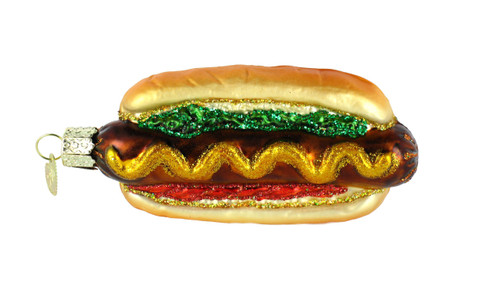 Old World Christmas Ornaments: Ballpark Foods Glass Blown Ornaments for Christmas Tree, Hot Dog