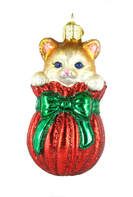 Old World Christmas Lover Collection Glass Blown Ornaments for Christmas Tree, Letting Cat Out