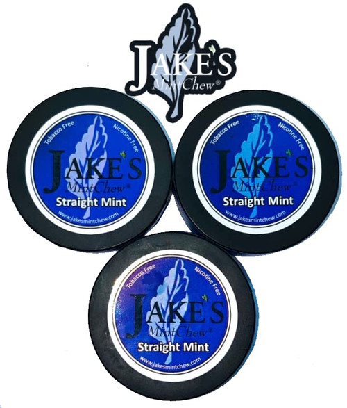 Jake's Mint Chew - Straight Mint - 3 Pack - Tobacco and Nicotine Free!
