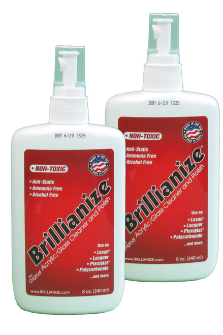Brillianize 8 Ounce (240 ml) Plastic Cleaner in Pump Spray Bottle | 2 Pack
