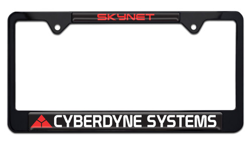 Terminator Cyberdyne Systems Skynet Shiny Black Metal License Plate Frame