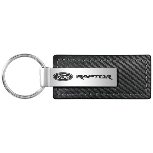 AU-TOMOTIVE GOLD, INC. Officially Licensed Black Carbon Fiber Leather Key Chain for Ford Raptor
