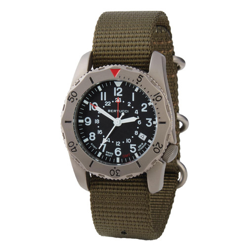 Bertucci A-2TR Field Pro GMT Black dial- #123 Defender Olive nylon band Watch
