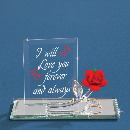 Glass Baron Forever Red Rose Figurine