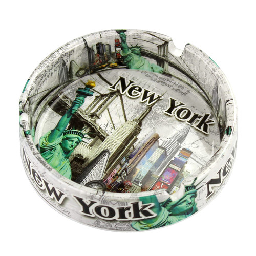 Torkia - New York Famous Icons/Places - Background w/ Design - Ceramic Ashtray