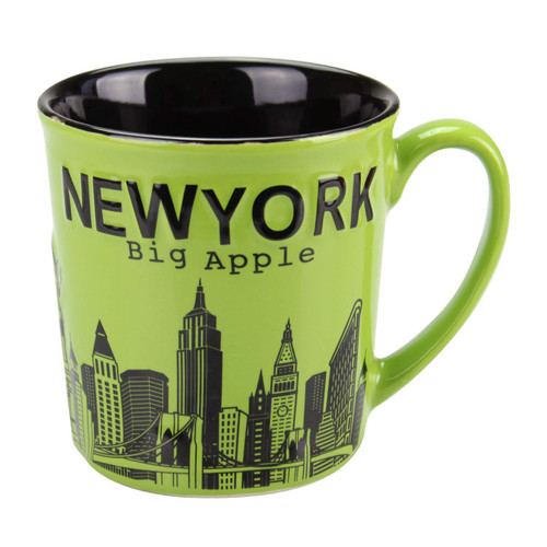 New York Big Apple City Skyline Jumbo Ceramic Mugs - 12oz (Lime Green)