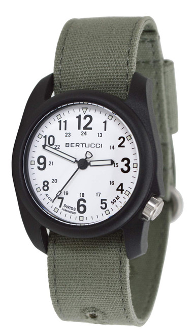 BERTUCCI Mens DX3 Spruce Comfort Canvas Band, White Analog Dial Quartz Watch