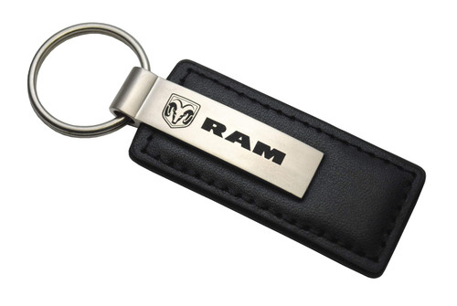 AU-TOMOTIVE GOLD Rectangular Leather Key Chain for Dodge Ram (Black)