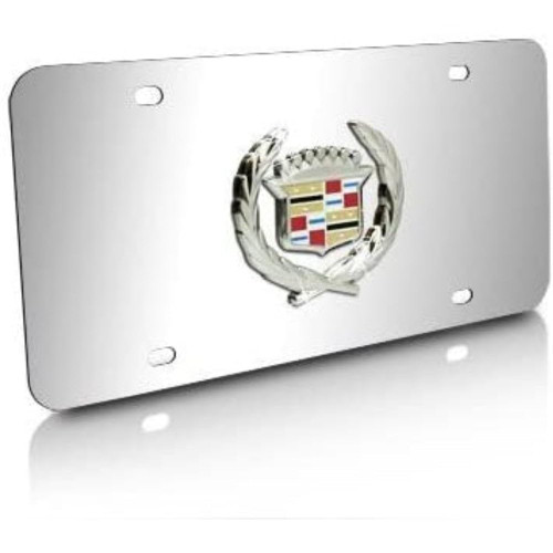 Au-Tomotive Gold Cadillac Classic Logo Chrome Stainless Steel License Plate
