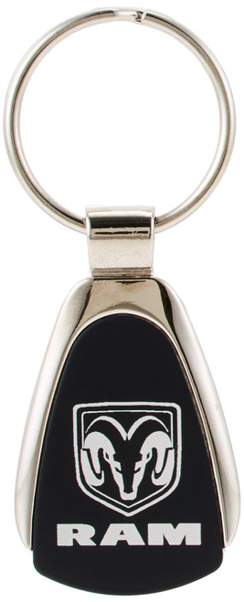 AU-TOMOTIVE GOLD Tear Drop Metal Key Ring for Dodge RAM (Black)