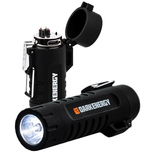 Plasma Lighter with Mini Flashlight - Black
