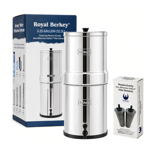 Royal Berkey System + Phoenix Gravity New Millennium Edition Filter Elements