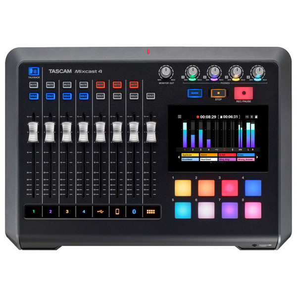 Tascam Mixcast 4 Podcast Studio Mixer Station with built-in Recorder / USB Audio Interface