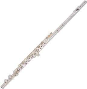 Armstrong 104 flute. The "Progressive" style headjoint offers players crisp response and ease of playing throughout all registers. The offset G key follows the natural contour of students hands and makes playing more comfortable. Armstrong's signature CNC key cups ensure that pads will seat perfectly flat which prevents air leaks. Bottom adjusting screws provide a sleeker, more professional look. Built in Elkhart, Indiana, the Armstrong 104 flute is designed to last and provide a superb playing experience for students.