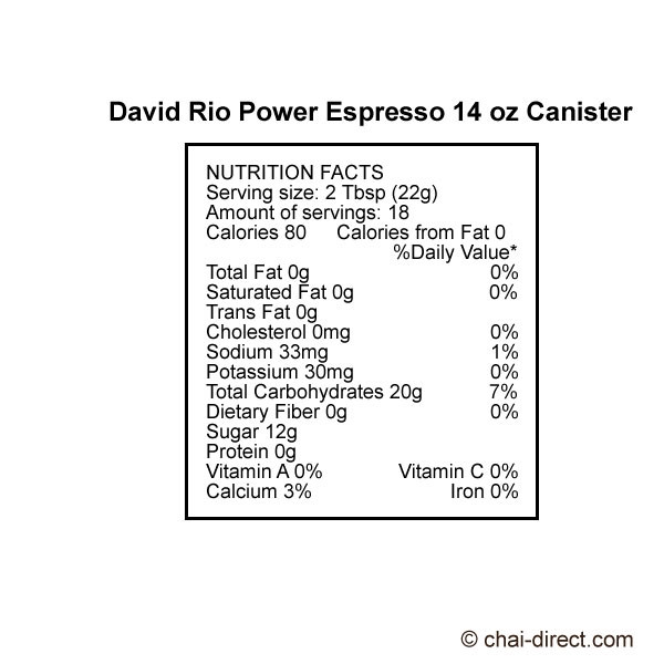David Rio: Power Espresso Chai Latte (Instant Dry Mix)