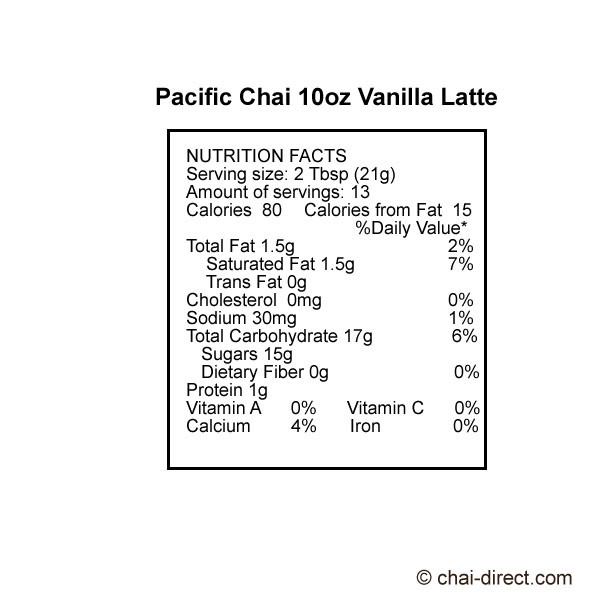 Pacific Chai Vanilla Chai Tea Latte (Instant Dry Mix)